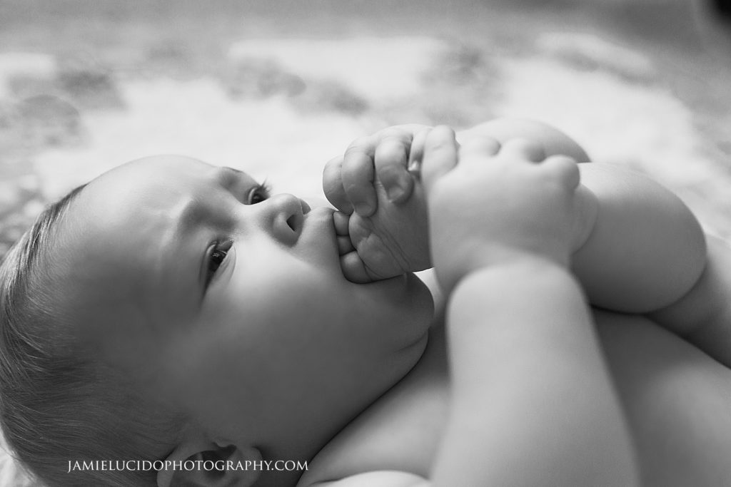 profile of baby with toes