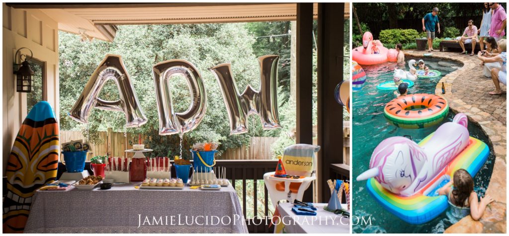 birthday decorations, pool party, balloons