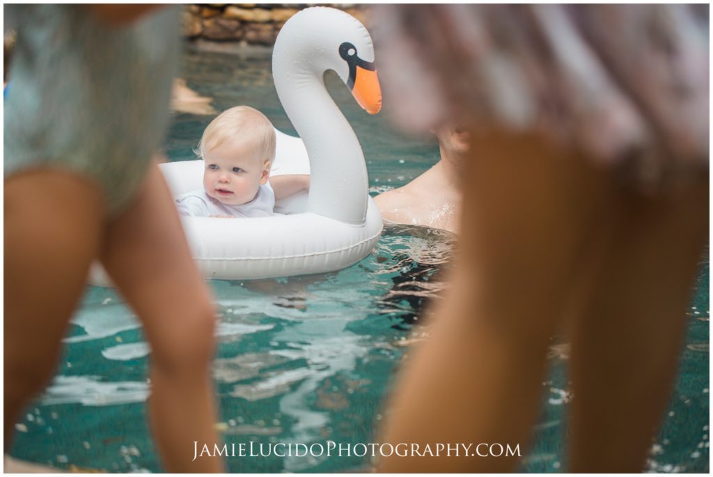 baby, pool party, documentary photographer