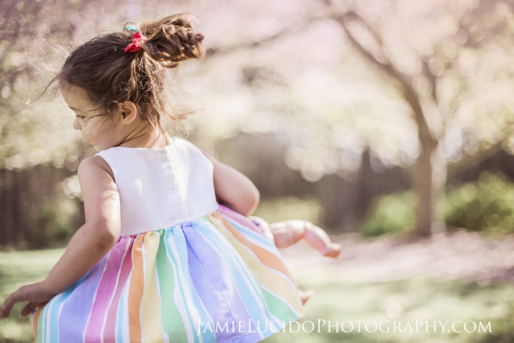 toddler dancing, girl dancing, rainbow, free lens, creative portrait