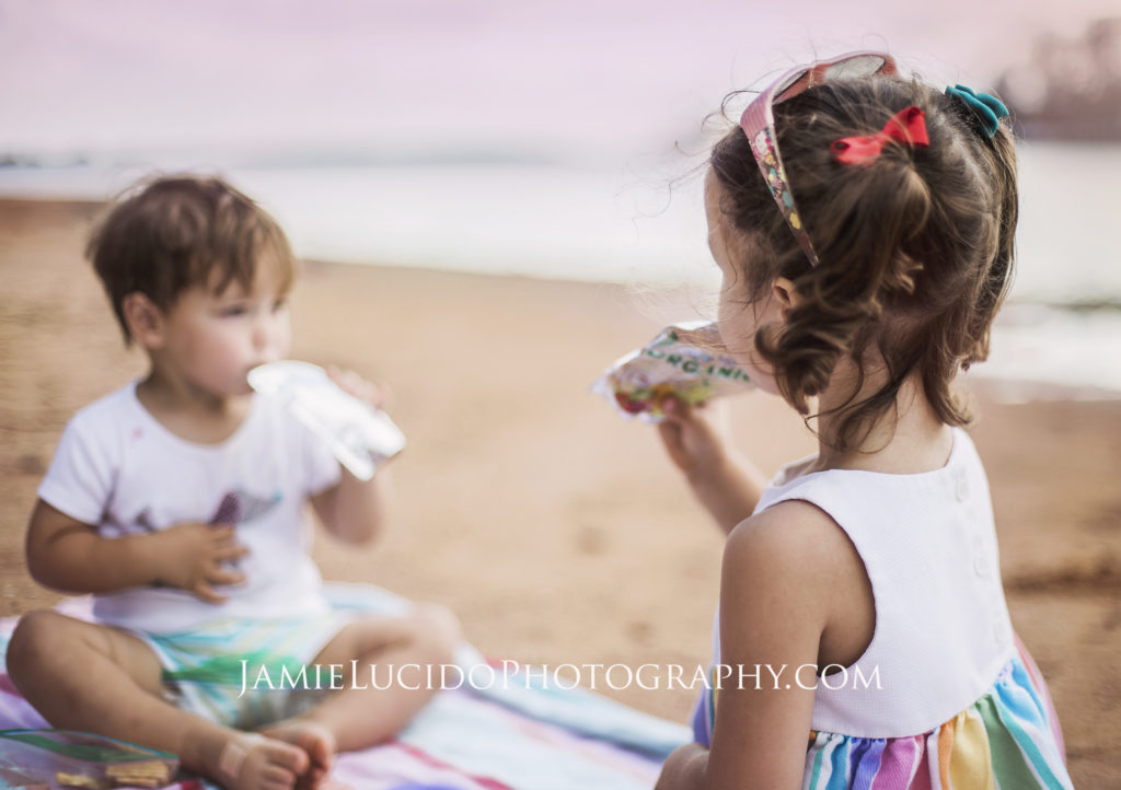 children juice box, picnic at beach, free lens