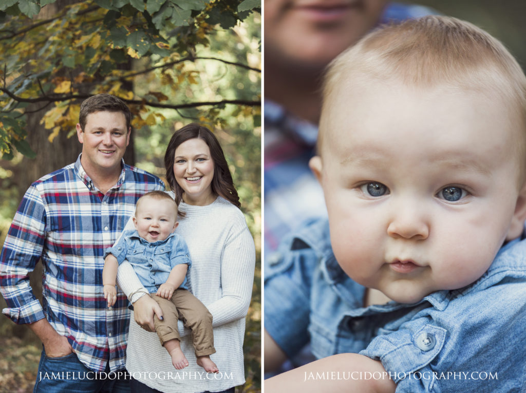 family portrait, baby portrait, children's portrait, children's photography, mother and father posed with baby, what to wear, fall photos, photographer near me, outdoor family portrait, family photographer charlotte