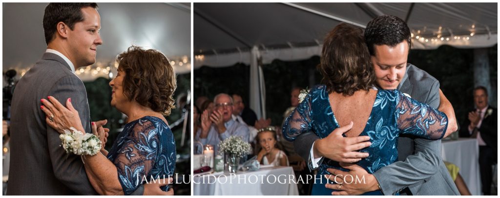 mother son dance, mother of the groom, wedding reception, tent reception, real weddings