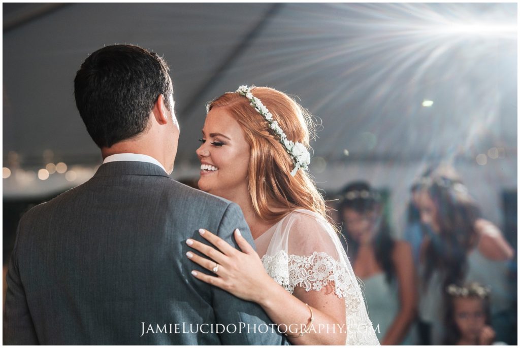 bride and groom, reception dancing, tent reception, laughter, wedding moments, beautiful photography