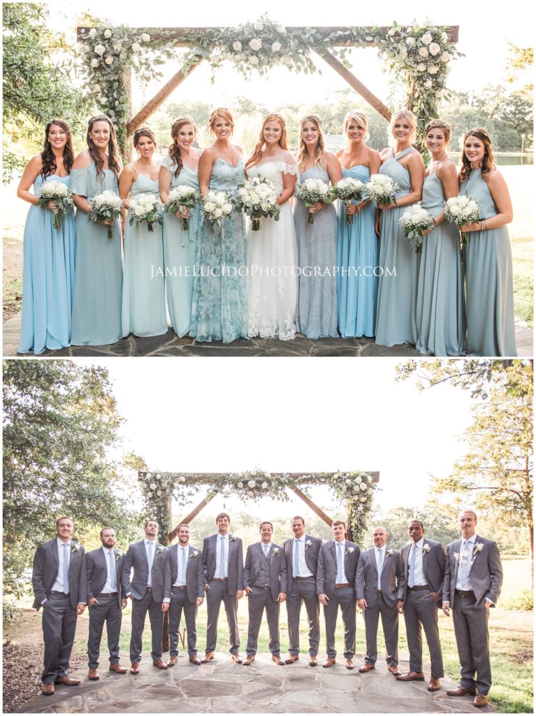 bridal party, bride with bridesmaids, groom with groomsmen, wedding photography, group photography, large bridal parties