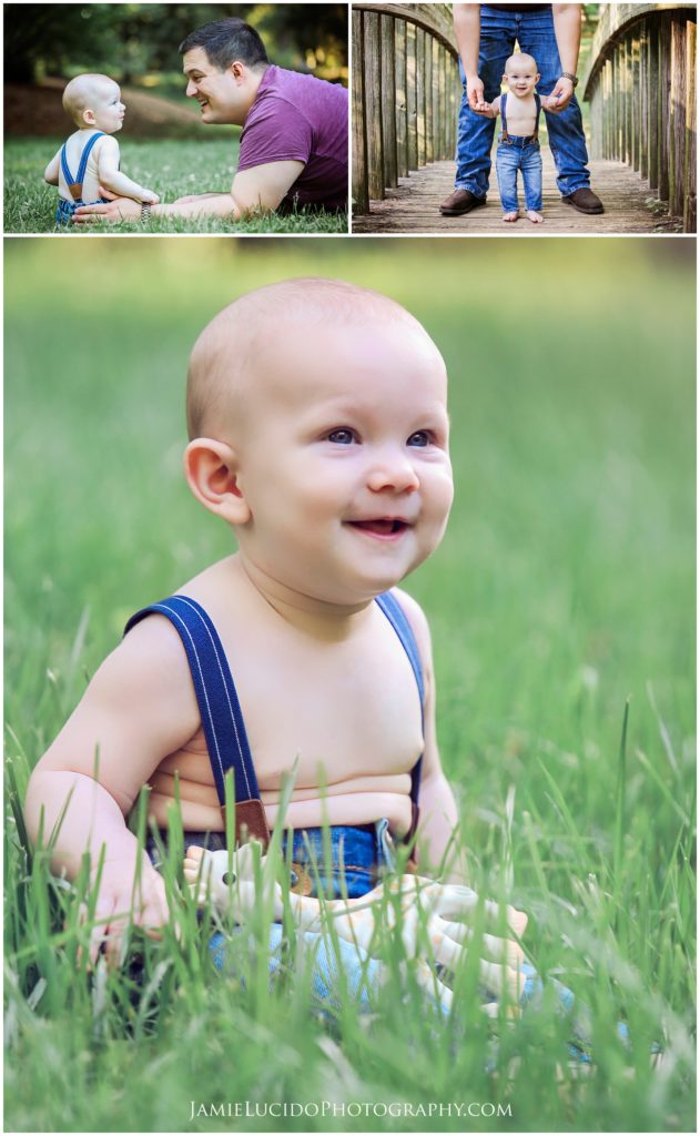 milestone year, six month portrait, baby in grass, sitting child, photographer in charlotte, family photographer