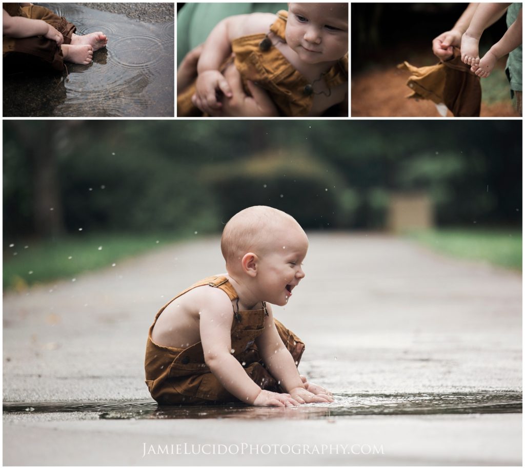 playing in rain, baby playing in puddle, documentary photography, sham of the perfect, document your days, photo journalism, real photography, playful childhood photography
