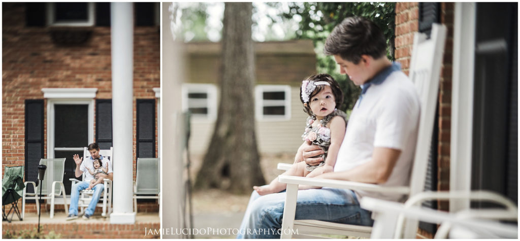 birthday girl, father daughter, front porch at home, at home photographer, at home photography, lifestyle photography