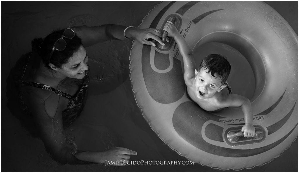 documentary photography, lazy river, family vacation, boy and mother, family photographer, real life photography