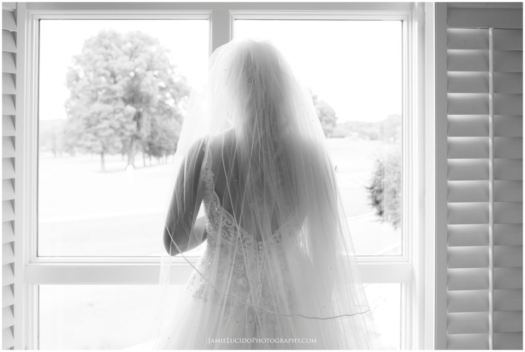 bride getting ready, black and white bridal, artistic portrait