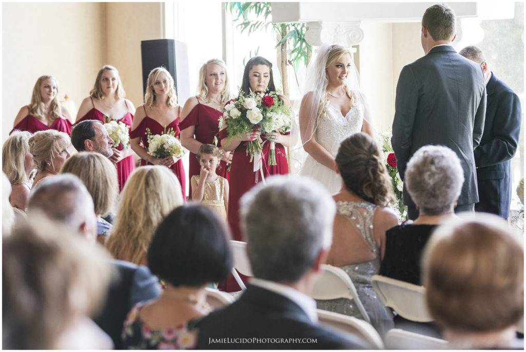 wedding ceremony, bride and attendants