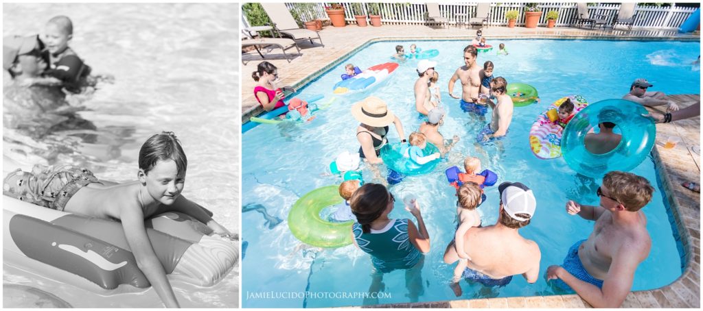 pool party, charlotte pool party, pool party photography, family gathering, lifestyle moments