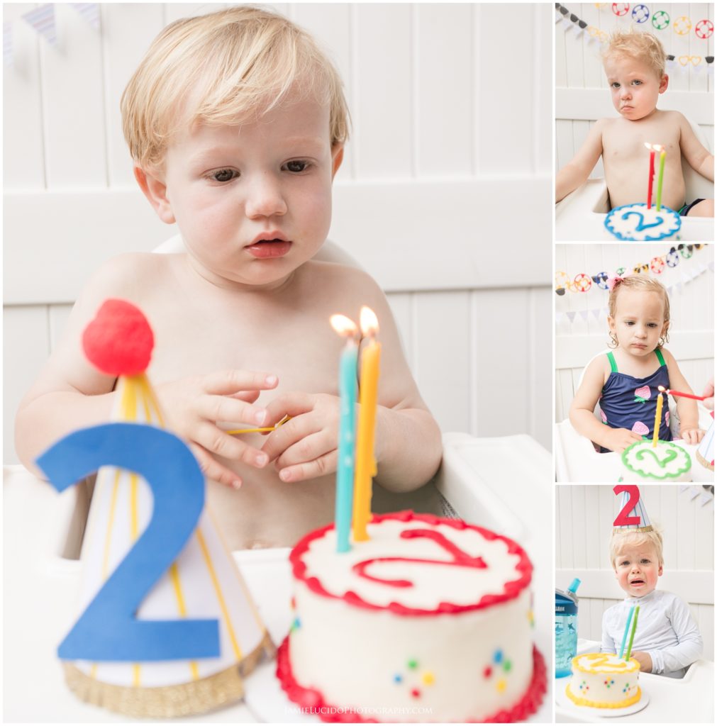 birthday, birthdays, cake smash, two years old, birthday party, charlotte birthday photography, charlotte nc, jamie lucido birthday photographer