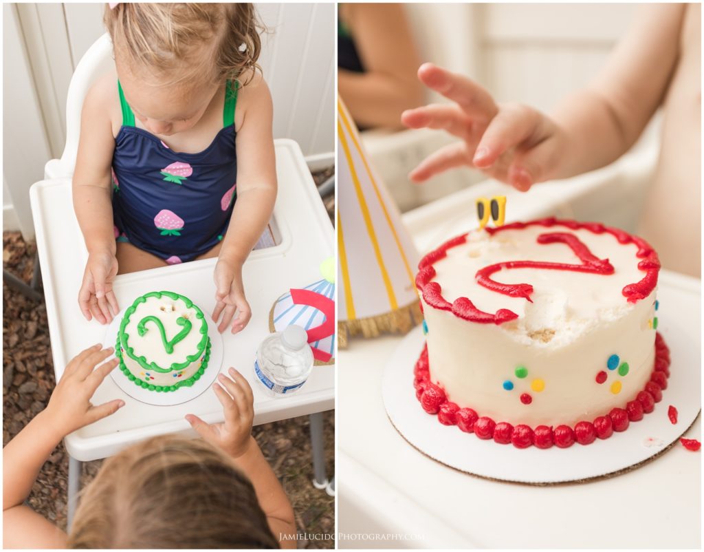 edible art cake, cake smash, two years old, charlotte photographer