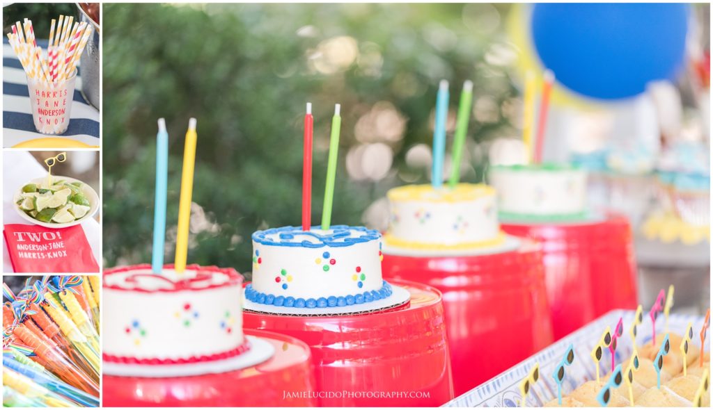 colorful birthday, birthday inspo, cake smash, group birthday, two years old, charlotte event photographer, jamie lucido photography