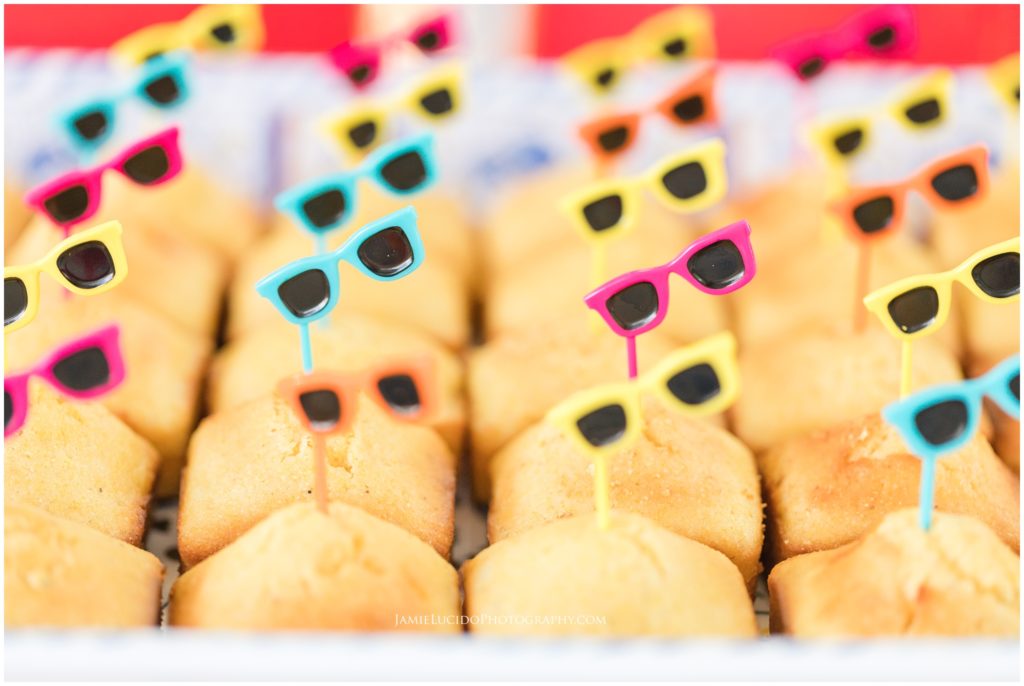 birthday snacks, birthday inspo, cornbread muffin, cute sunglasses