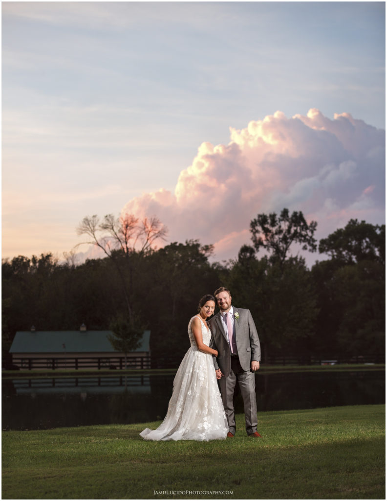 bride and groom, sunset picture, morning glory farm sunset, magmod, wedding photographer, wedding photography, charlotte wedding photography