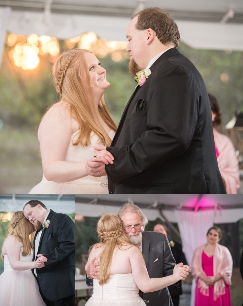 wedding reception dance, bride and groom dance, father daughter dance