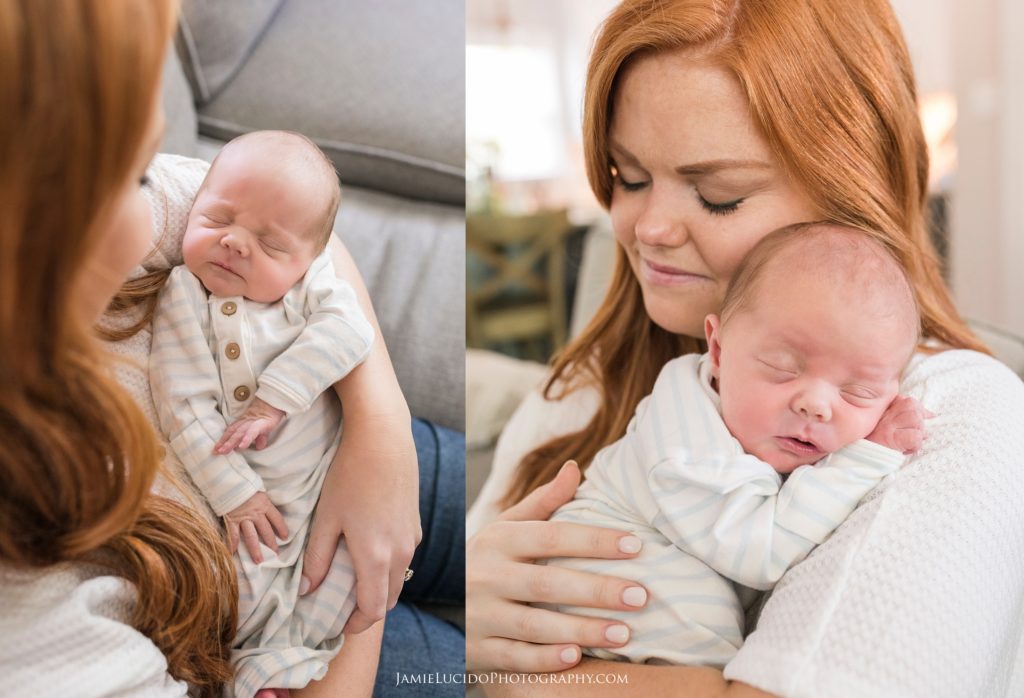 newborn baby and mother, mother and baby, lifestyle portrait, at home session