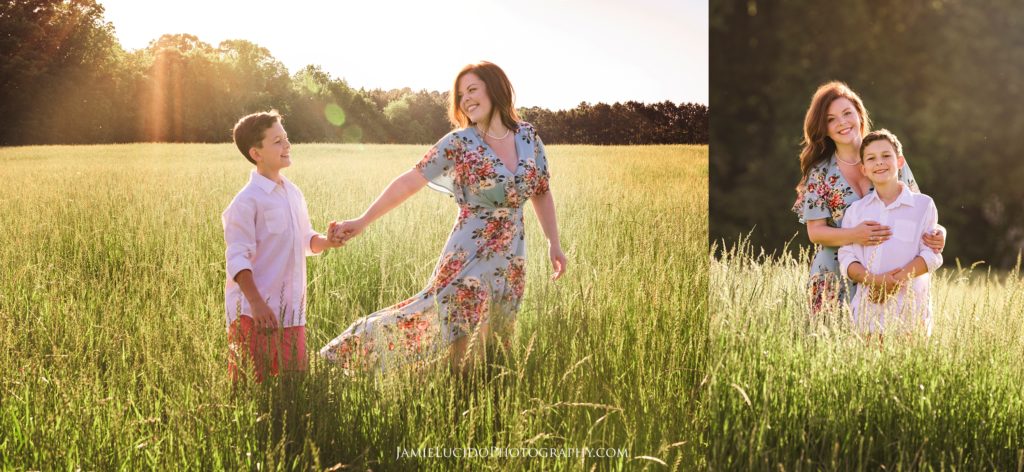 mother son in field, portrait in grass, sunset portrait, family portrait, family photographer