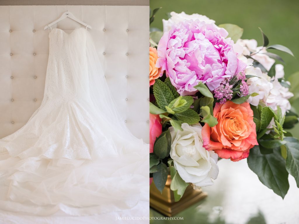 brides dress, ladies of lineage, wedding flowers