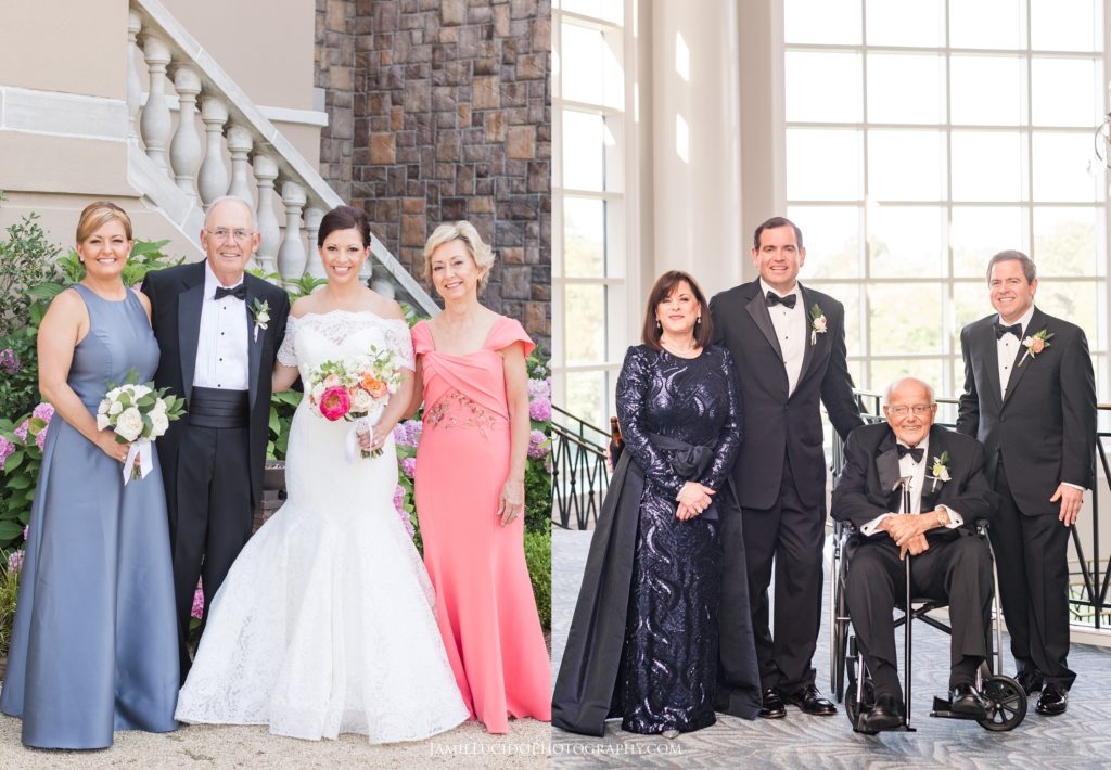 formal family photos, jamie lucido weddings, ballantyne hotel wedding photography, ballantyne hotel wedding photographer
