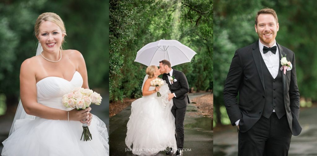 charlotte wedding photographer, wedding day in the rain, bride and groom photography