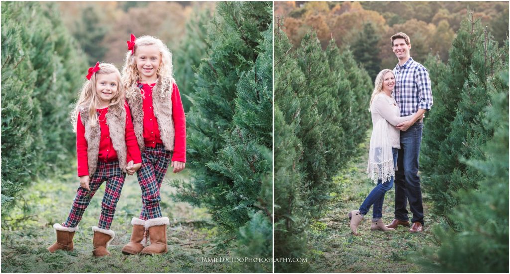 christmas tree farm portrait, tree farm photos, penland tree farm, family photographer