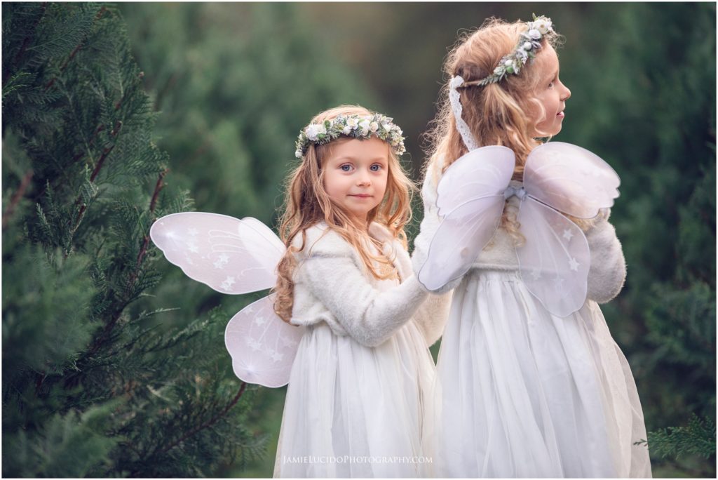 styled portrait, christmas angels, penland tree farm, family photography