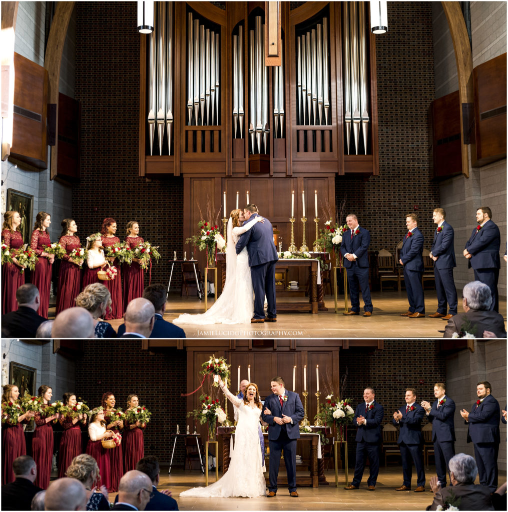just married, grace chapel, wedding ceremony
