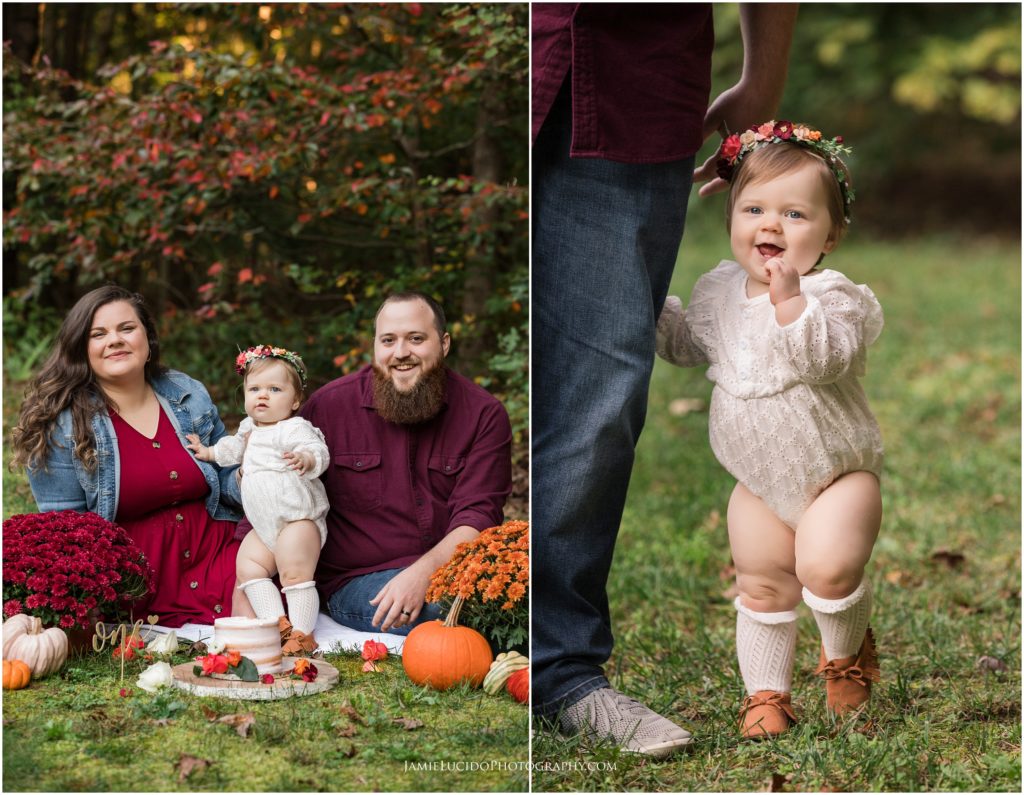 fall family session, first birthday, boho baby