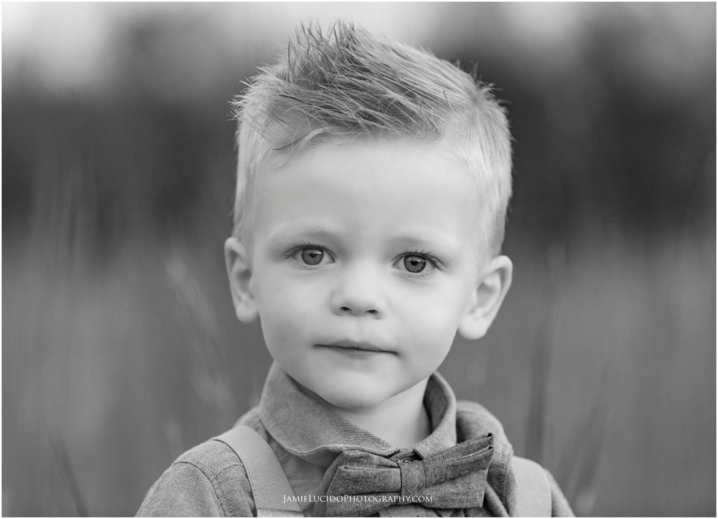 fall photo session, two year old, portrait of a boy, black and white portrait