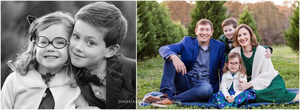 charlotte family photographer, tree farm session, holiday session